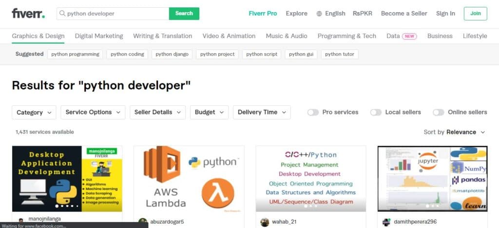 python development services on fiverr